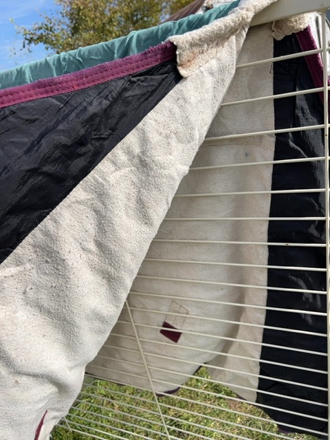 Green with Burgundy trim Shedrow Shell with moisture wicking liner, 78"