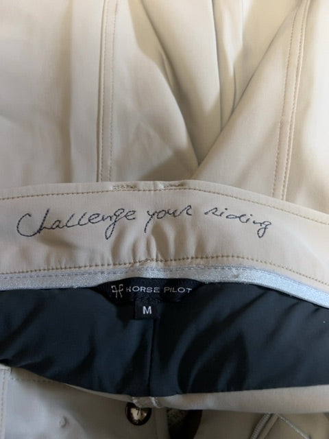 Beige Horse Pilot Kneepatch Breeches, Medium