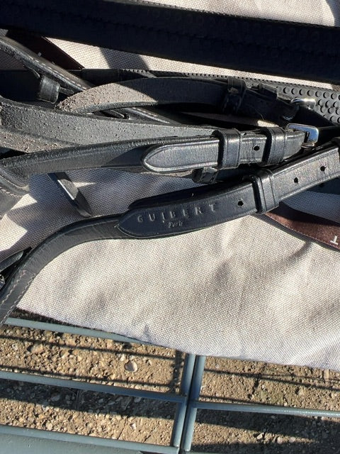 Black Guibert Paris Bridle with Rubber Reins, Full