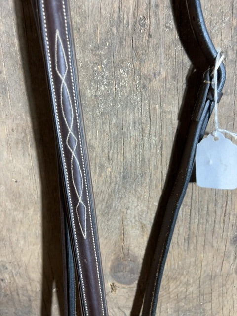 Brown Padded Fancy Stitch Standing Martingale, Full