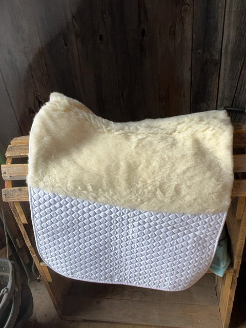 White Nuumed Half Fleece Dressage Pad