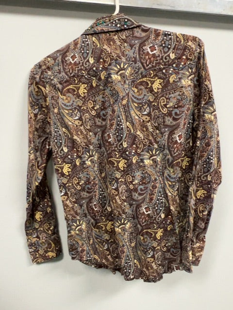 Brown Paisley Ariat Blouse, Medium