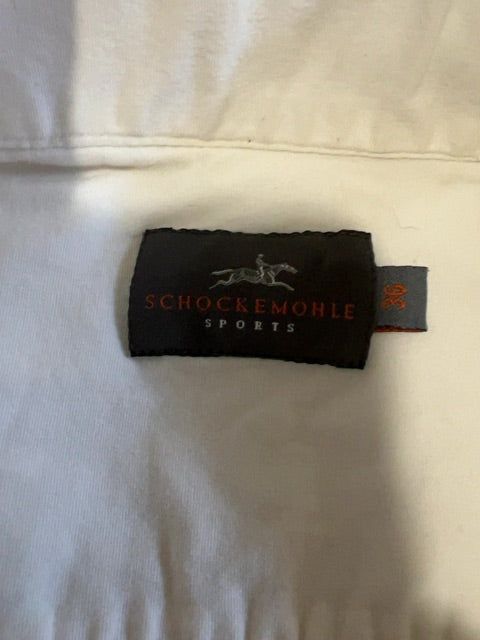 White with Blue Stripe Schockemohle Show Shirt, Youth 12 (36)