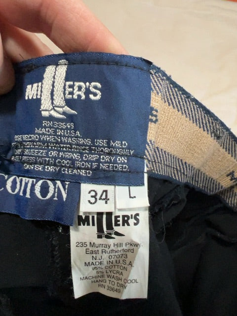 Black Miller Side Zip Full Seat Breeches, 34L