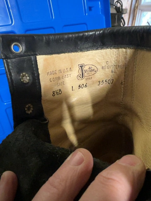 Black Justin Boots, 8 1/2B