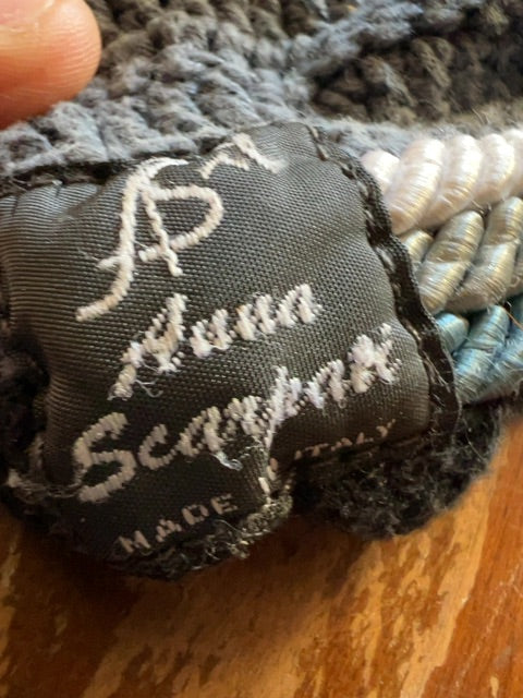 Blue Grey Anna Scarpati Bonnet with Tie Down