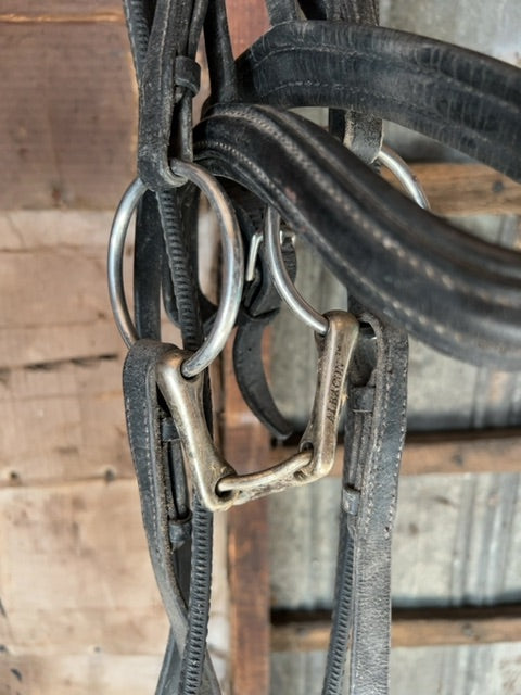 Black Bridle with 5 1/2" french link loosering, Warmblood