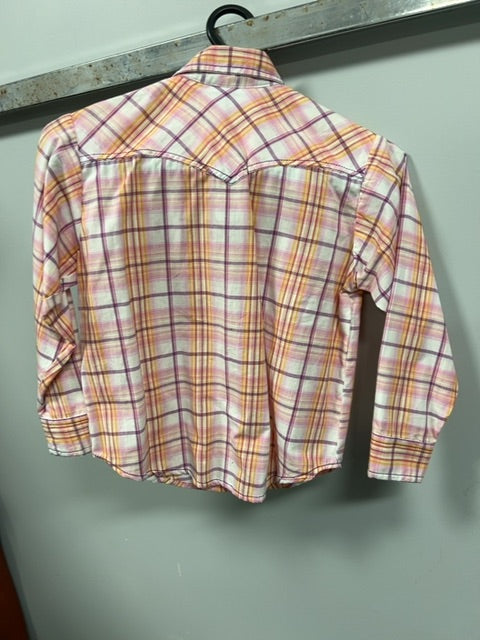 Pink/purple plaid Panhandle Slim Western Shirt, Youth medium