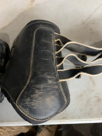 Black Leather Closed Front Boots