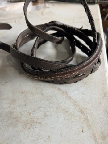 Brown  Laced Reins - Fancy Stitch, Full