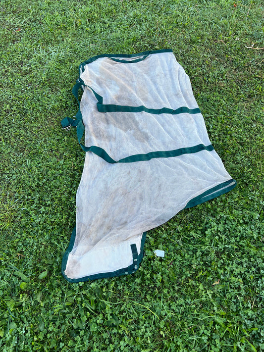 White with Green Binding Jack's Scrim, 76"