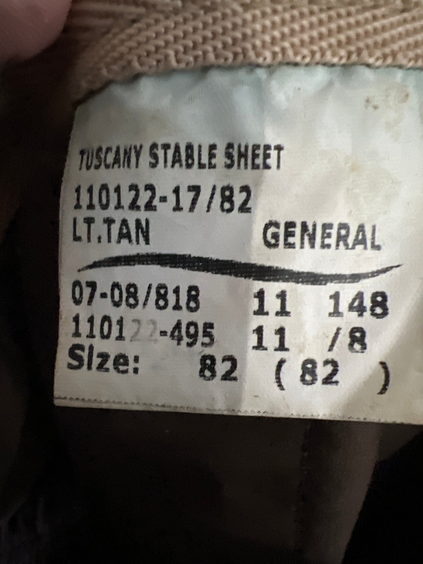Beige Tuscany Stable Sheet, 82