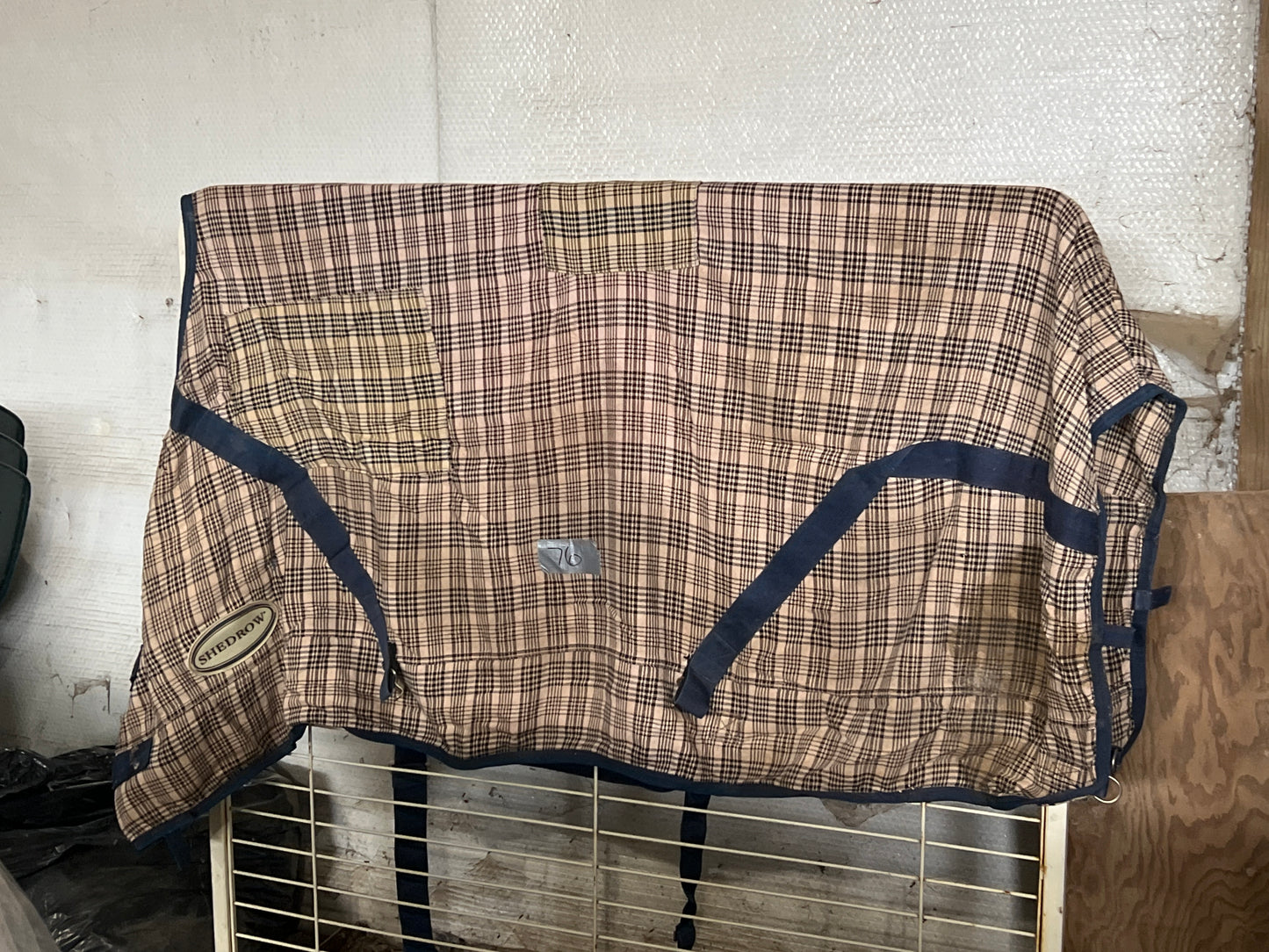 Baker Plaid Shedrow Stable Sheet, 76"