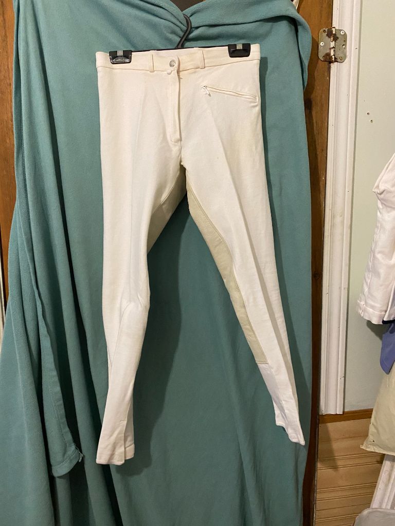 White  Leather Full Seat Breeches, 32L