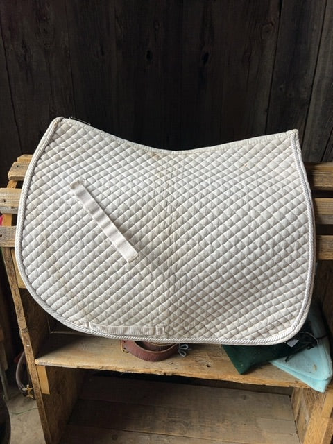 White with White Braiding Shedrow Saddle Pad, Full