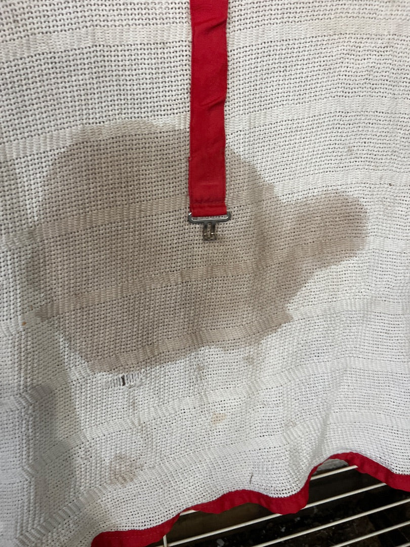 White with Red Trim Curvon Irish Knit Scrim
