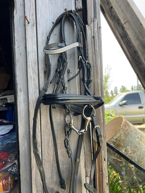 Black Premiere Bling Bridle with Reins and 3” bit, Mini