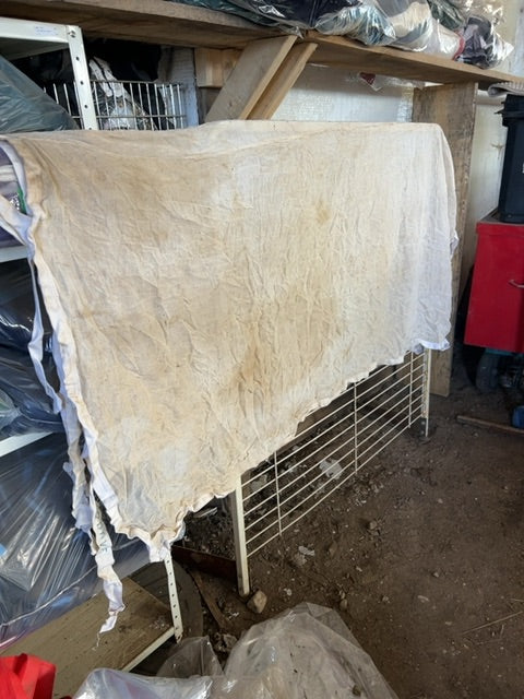 64” White  Scrim With Red Binding