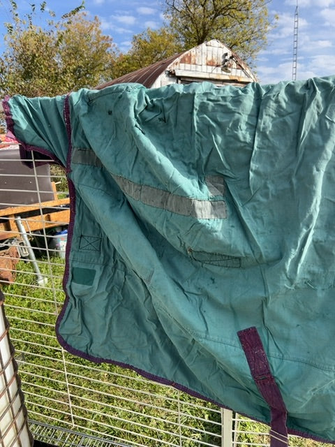 Green with Burgundy trim Shedrow Shell with moisture wicking liner, 78"