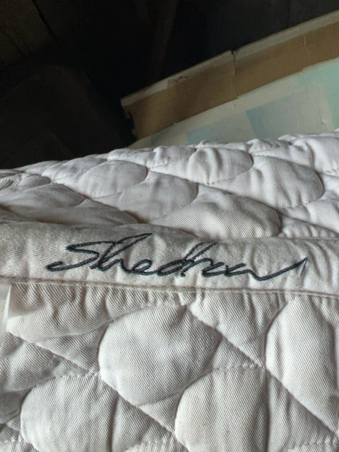 White with Blue/Gold Braid Shedrow Saddle Pad, GP