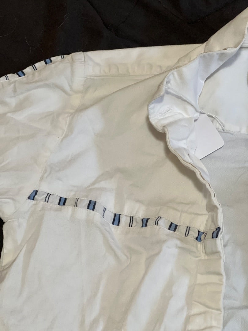 White with Blue Stripe Schockemohle Show Shirt, Youth 12 (36)