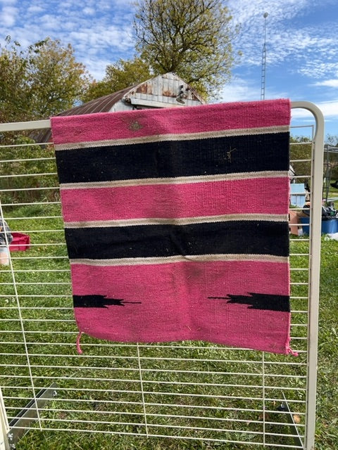 Pink and black stripe  Navajo saddle Blanket