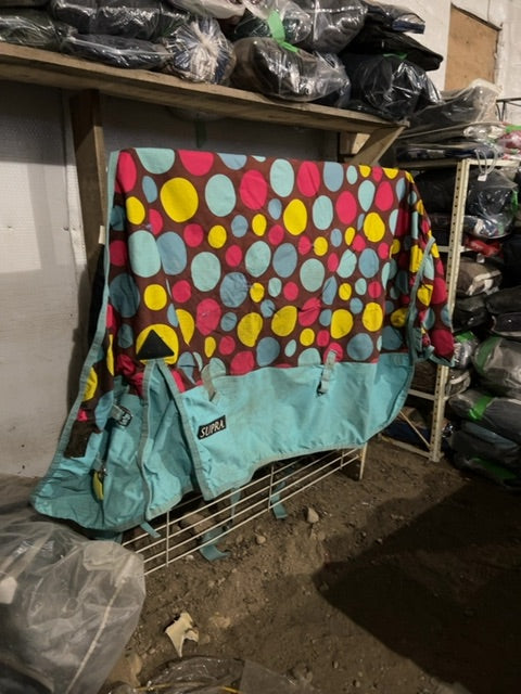 Blue polka dot Supra Rainsheet, 70”