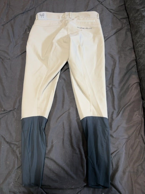 Beige Horse Pilot Kneepatch Breeches, Medium