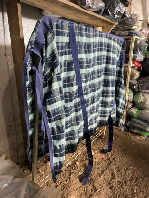 Blue Plaid  Cotton Sheet, 80”