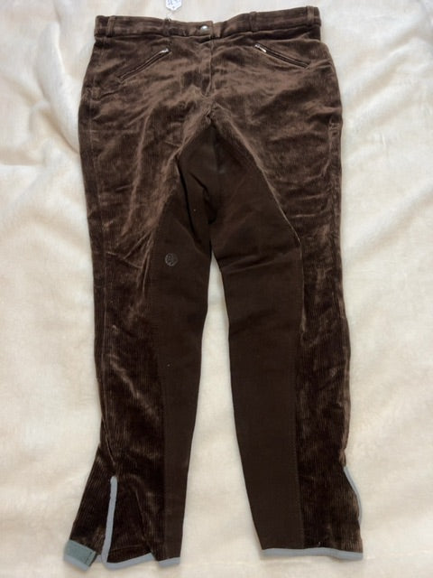 Brown Cordoroy Isabell Werth Full Seat Breeches, 32