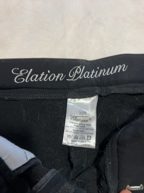 Black Elation Platinum Full Seat Breeches, 32R
