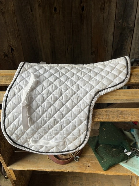 White with black piping  Shaped Pad, Pony