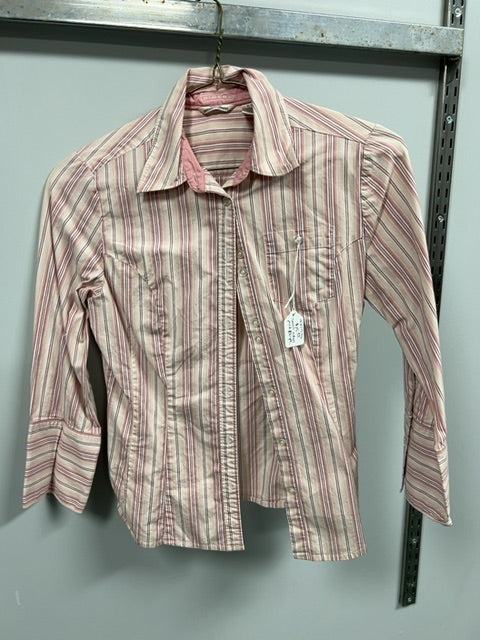 Pink Stripe Riders by Lee Long Sleeve Shirt, Small