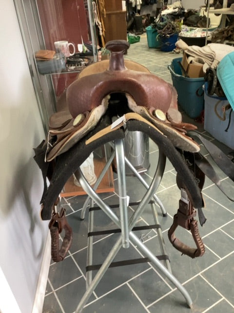 Brown Leather Western Saddle, 15"