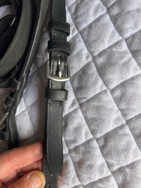 Black  Rubber Reins with Buckle Ends
