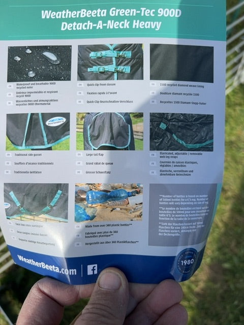 Black with Teal Weatherbeeta Winter Turnout, 57”