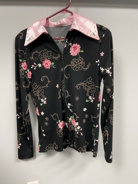 Black with pink  Western Show Shirt, Small