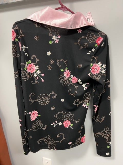 Black with pink  Western Show Shirt, Small