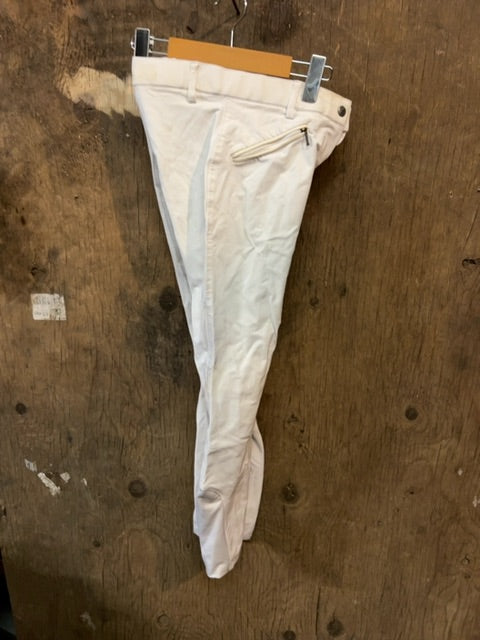 White Elation Platinum Full Seat Breeches, 30R