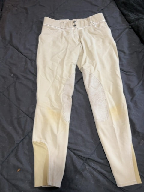 Beige Elation Platinum Kneepatch Breeches, 28R