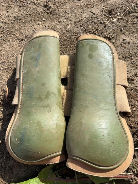 Olive Hampa Open Front Boots, Full