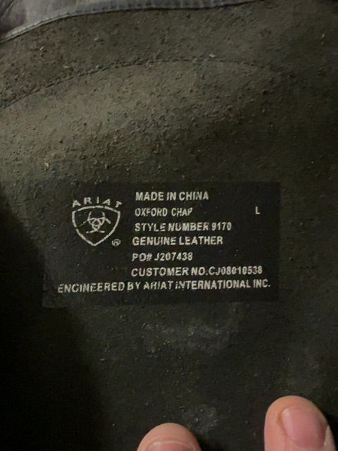 Black Ariat Leather Half Chaps, Large