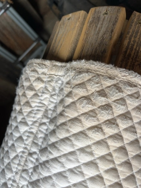 White with Gold/White Braid Shedrow Saddle Pads, Dressage