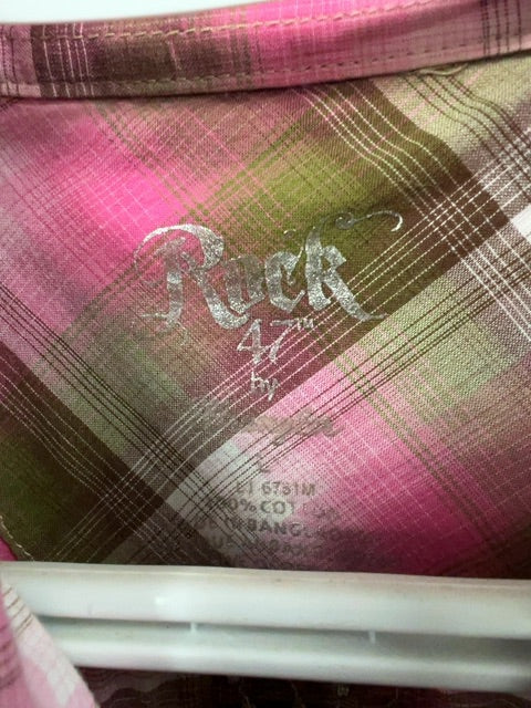Pink/Brown Check Rock 47 by Wrangler Shirt, Large