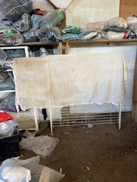 64” White  Scrim With Red Binding