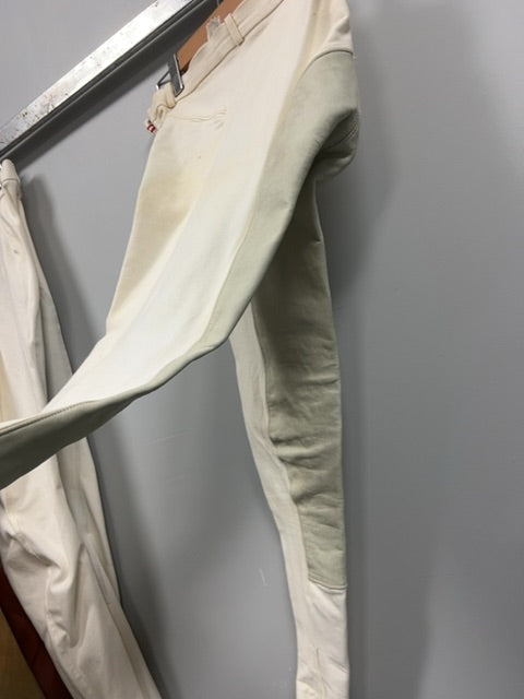 White  Leather Full Seat Breeches, 32L