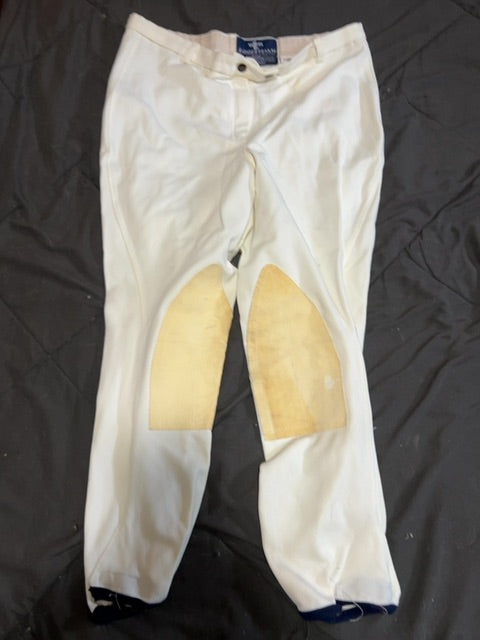 White Miller Knee Patch Breeches, 34