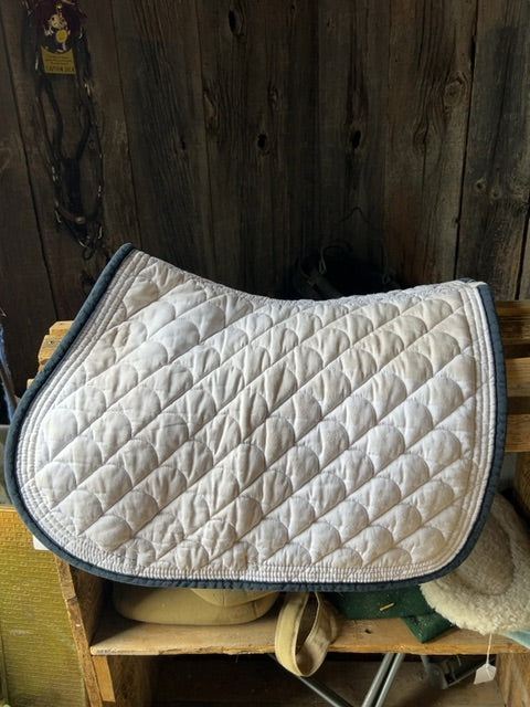White with Blue/Gold Braid Shedrow Saddle Pad, GP