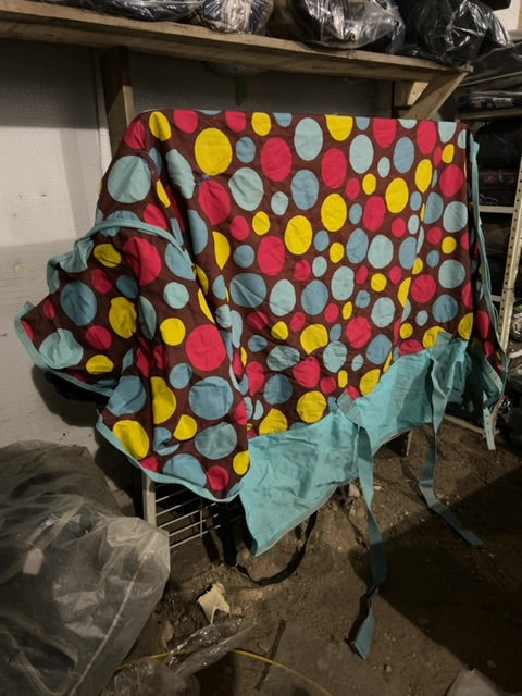 Blue polka dot Supra Rainsheet, 78”