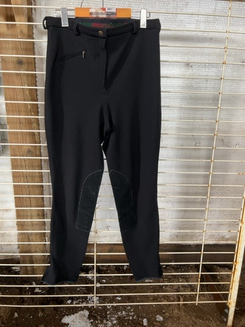 Black Tuffrider Kneepatch Breeches, 32L